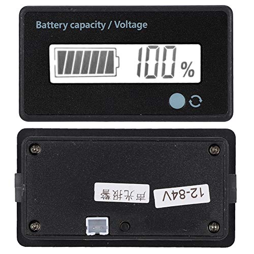 Мерач на капацитет на батеријата, Индикатор за напон на капацитет од 8-100V Универзален батерија со линија за поврзување, аларм за звучно
