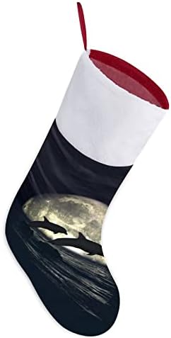 Месечината делфини црвени Божиќни празници за одмор дома украси за Божиќно дрво Камино виси чорапи