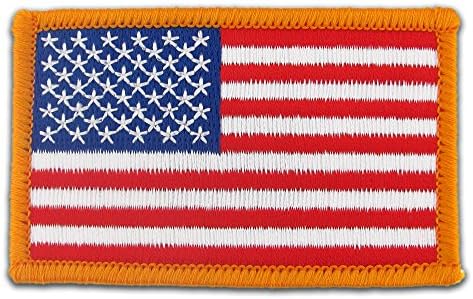 Американско знаме со знаме извезено лепенка со златно гранично железо шие