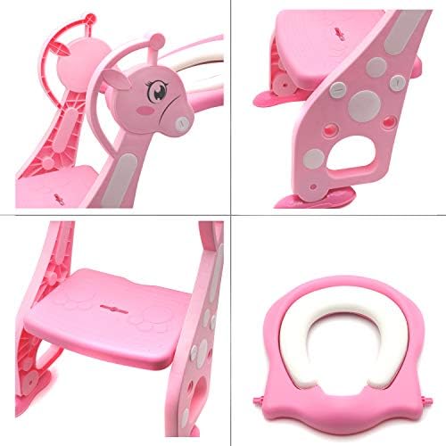 SMT- Бебе деца преносно розово драги деца за обука на ситници w/чекор скалила тоалет стол за дете дете [p/n: et-baby001-розова]