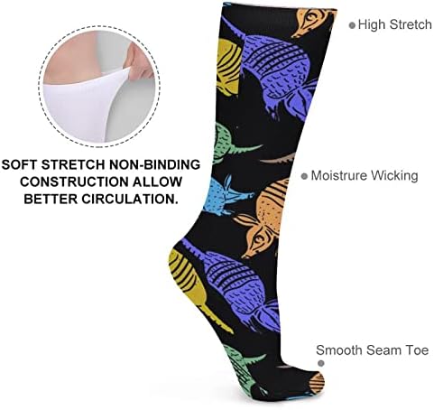 Плевел Во Боја На Армадило Дебели Чорапи Новина Смешно Печатење Графички Секојдневни Чорапи Со Топла Средна Цевка За Зима