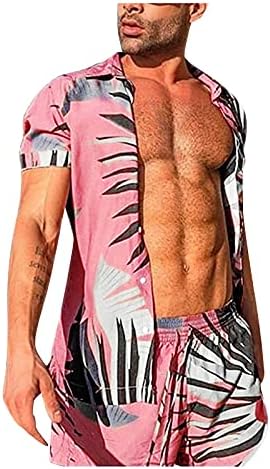Xiloccer машки хавајски кошула костуми 2021 Менс летна облека Машка машка тренерка за машки 2 парчиња кошули за плажа костуми Подарок