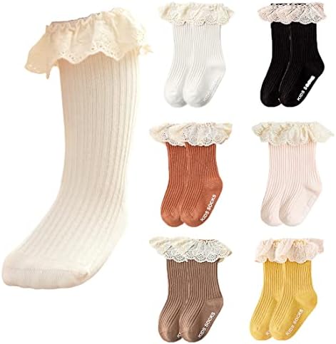 Houseyuan Бебе девојче дете Рафле колено конов чорапи принцеза симпатична разгалена чорапи долги лажни облеки за новороденче чипка