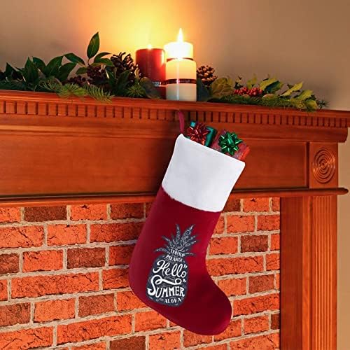 Ананас летни Божиќни чорапи порибување на Божиќни дрвја Дедо Мраз што виси украси за празничен камин 16,5 “