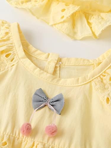 Runqhui 2 парче новороденче девојки летни облеки памук скок фустан со фустан со капа на облеката за чар