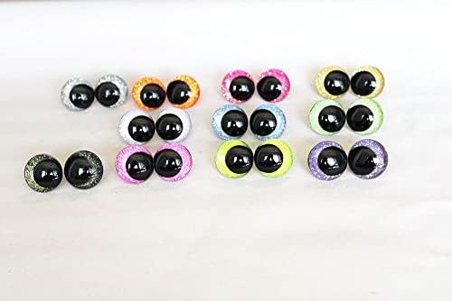 Huongjojo 10 парчиња 14мм 16мм 18мм 23мм 28мм цртан филм тркалезни сјајни играчки очи Смешни очи со мијалник за рачно занает -C11 -