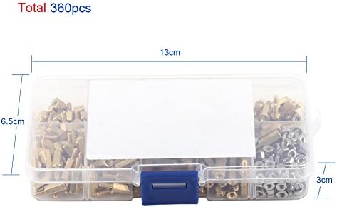 Завртки 360pcs/Постави m2.5 месинг машко-женски отпад и асортиман на хексадецимални ореви од не'рѓосувачки челик со алатка за кутии
