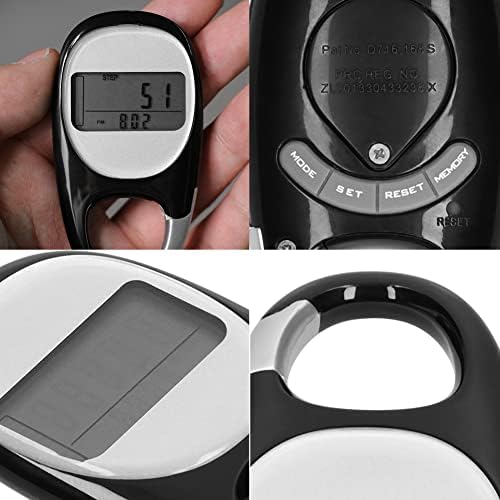 Трих дигитален чекор -шалтер за одење 3Д педометар со чекори за клип, далечина калории Мемориски вежба за фитнес активност за постари