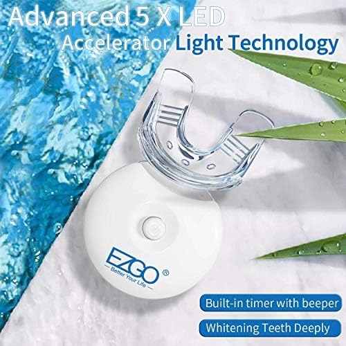 Комплет за белење на заби Езго со LED светло, 5 x LED LED Брза заби за заби со белител на заби со карбамид пероксид гел, не-чувствителен комплет