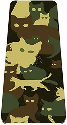 Ndkmehfoj Симпатична мачка мачка армија зелена маскирна гимнастика, матична јога матна подлога, без лизгање, губење на водоотпорна спортска