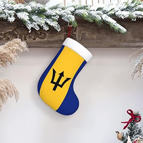 QG ZZX знаме на Барбадос Божиќно порибување на Божиќни чорапи камин виси чорап 18 инчи Декорација на одмор