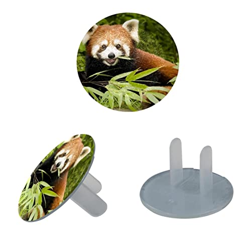 Обвивки на приклучоци за излез 24 пакувања, слатко заштитник на црвена панда, со 2-тркалезни пластични приклучоци за електрични места за