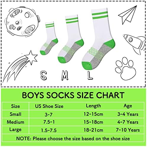 Комфоекс Момчиња Екипаж Чорапи Половина Амортизирани Атлетски Чорапи Памучни Чорапи За Теле За Големи Мали Деца 6 Пара