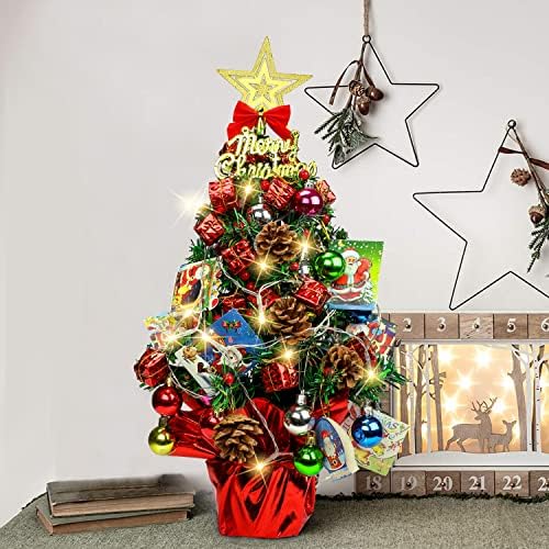 17.7 ‘'Таблета мини новогодишна елка со светла Божиќна декор Манчда вештачки мали новогодишни елки со светла USB батерија управувана Treetop