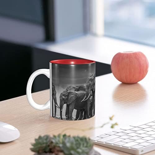 Африкански слон чаши за кафе од 11 мл керамика кригла за канцеларија и чај чај од домашна чаша внатре во црвена боја