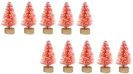 Тојвиски 12 парчиња Вештачки Мини Новогодишни Елки Сисални Дрвја Со Дрвена Основа Мини Масички За Минијатурни Сцени Декорација Божиќни Зимски
