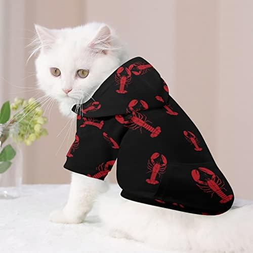 Смешна станица црвена јастог куче дуксена крпа мачка џемпер -облека со капа со меки миленичиња палто пуловер