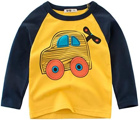 Детско деца бебешки момчиња девојки автомобили печати долги ракави маички маички врвови облека за термички долги ракави