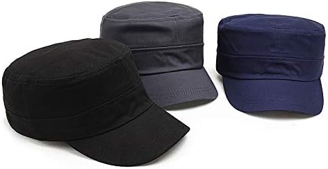 Fasbys Unisex Воена капа мажи жени памук, памук, рамна врвна бејзбол капа, прилагодлива дневна капа од кадетска капа