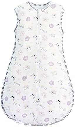 Изоларно носење ќебе 2 пакет памук бебешки вреќа за спиење со двонасочен патент за момчиња девојчиња унисекс, 2 пакувања