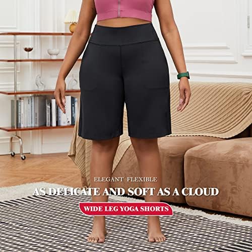 Yohoyoha плус големина жени јога шорцеви-каприс панталони широки панталони за вежбање на нозе