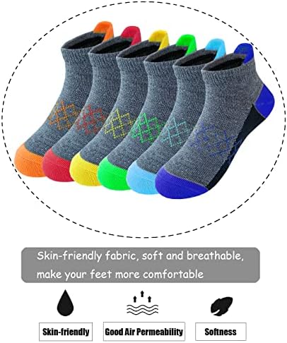 Copамегио Бојс чорапи 12 пара Деца половина перница со ниско сечење чорапи Атлетик чорап за глуждот за малку големи деца со големина