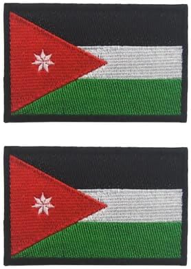 2 парчиња знаме на Jordanордан, извезени закрпи за везена крпа за крпа, кука и јамка Извезена лепенка