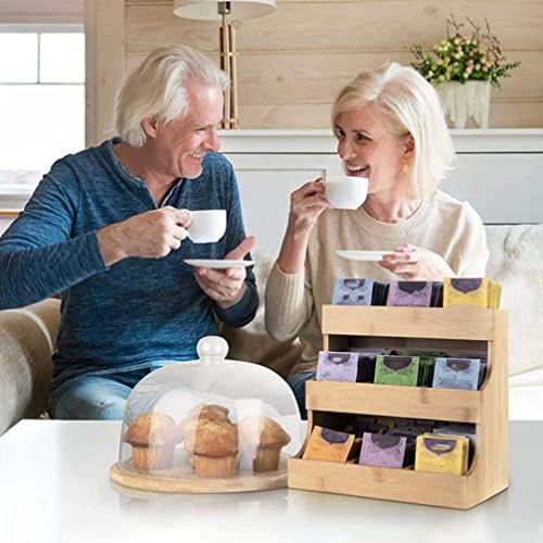 Креативна чај торба полица од дрво чај чај торба за складирање на кутии за складирање на контејнери, држач за кафе, закуска решетката за кујнски