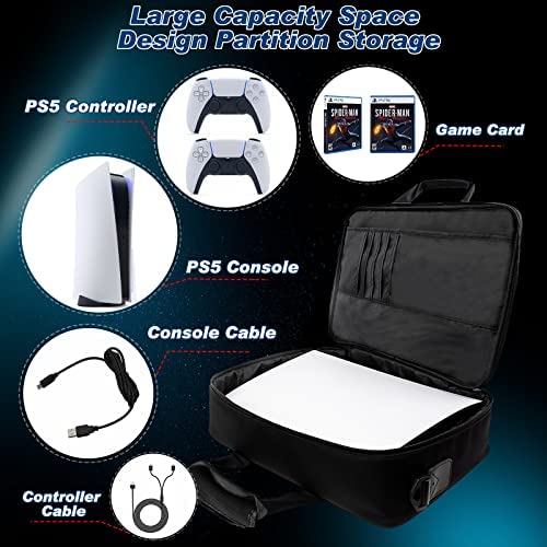 Торба За Патни Случаи ЗА PS5 Контролер, PS5 Складирање На Кутии За Носење Црна Со 8pcs Контролер Зафат На Палецот, Заштитна Торба ЗА РАМО ЗА
