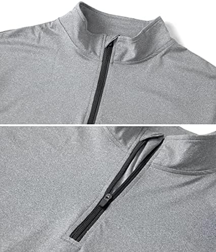 Менсдур за брзо-суво активни спортски кошули со брза спортска четвртина поштенски патент со долги ракави што трчаат пулвер врвови