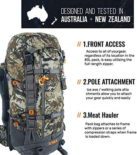 Внатрешна рамка за лов на ранец на Спика за мажите водоотпорен пакет за лов на лак со држач за пушка за проширување на 40L+/80L+ капацитет