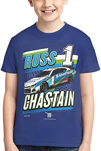Asfrsh Ross Chastain 1 кошула за Teen Girl & Boy Printing кратки ракави Атлетски класичен кошула со екипаж маица маица