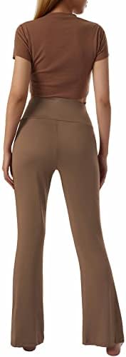 Tsnbre omeенски јога панталони хеланки со високи половини со широка нога јога панталони за палење на стомакот