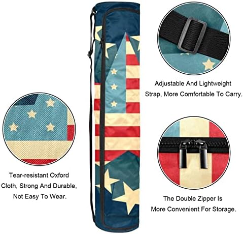 Јога мат носење торба за салата плажа пилатес носачи торби креативно американско знаме starsвезди морнарица, 6,7х33.9in/17x86 см