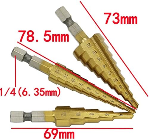 3-12mm/4-12mm/4-20mm HSS директно жлеб чекор вежбачка бит обложена обложена метална дупка со метални дупки, алатки за дупчење на конус, поставени