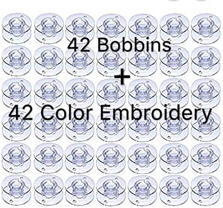42 парчиња/бои пред -везови за везови на конец за код за конец на конец на конец. 40 wt Големина на нишки Бобини за машина за везови: