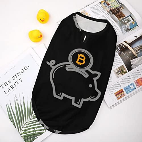 Bitcoin Piggy Bank Pets Vest кучиња резервоар врвот симпатична маичка за домашно милениче облека без ракави за кутре мачка М