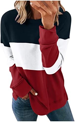 Женски дуксери ракав за ракав лабав пулвер џемпер обичен судир пуловер дуксери дуксери пуловер