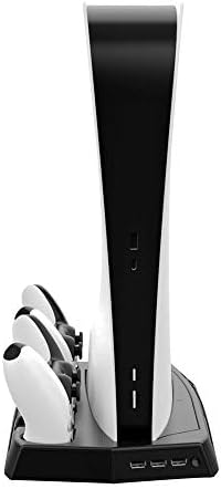 Фасибом ЗА PS5 Вертикален Држач Вентилатор За Ладење Двоен Контролер Полнач Конзола За Полнење Вентилатор Ладилник