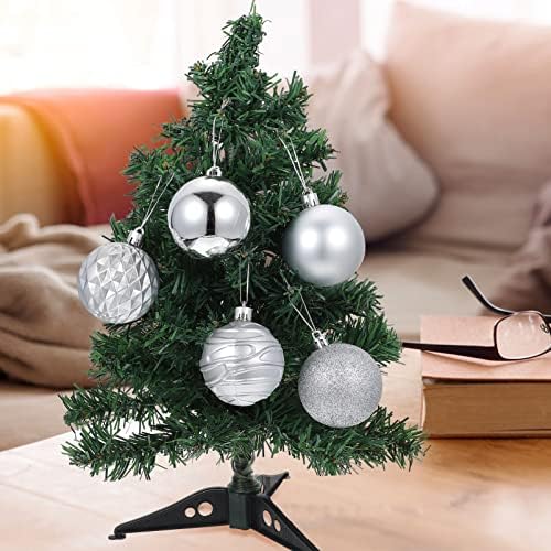 Нубести Фото украс елка што висат топки пластични Божиќни топчиња украси распрскувани висечки топки со висечки јаже, 24 парчиња