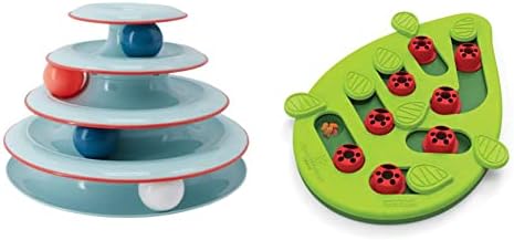 PetStages Chase Meowtain Interactive 4 -Tiger Cat Track Toy & PetStages Buggin 'Out Bouzlet & Play - Интерактивна загатка за третирање