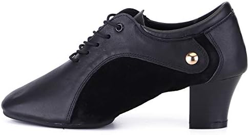 Стандардна латинска/џез танцувачка чевли со хројл, кожен салон за чипка W-701