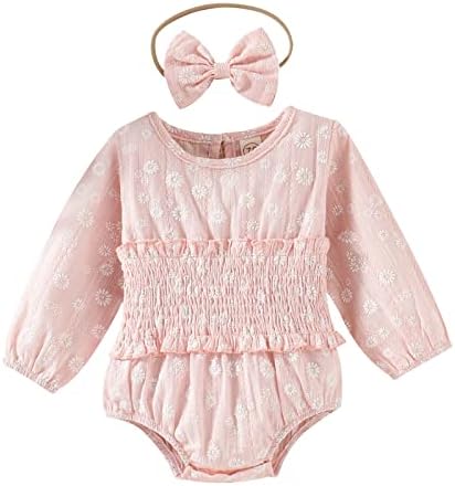 Бебе девојче облека мама новороденчиња девојки со долг ракав цветни печатени пулвер ромпер новороденче џемпери теловито бебе
