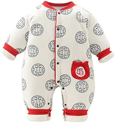 Календар за момчиња за новороденчиња за новороденчиња, кинеска нова година, костум од руно, наредени долги ракави кинески фустани за