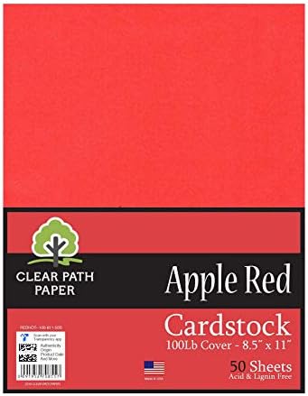 Пакет - 2 артикли со картони - Apple Red - 8,5 x 11 инчи - капакот од 100lb; Памучно бонбони розови - 8,5 x 11 инчи - покривка