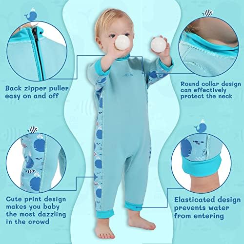 Vofiw бебе за бебиња за момчиња девојчиња мали деца 2мм Неопрена задниот патент Доенчиња Влажни костуми со целосен костим за капење, чувајте топло
