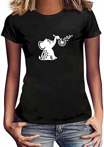 Cartенска симпатична графичка маица со смешни слонови глуварче за печатење графички маички со кратки ракави за животински лекови