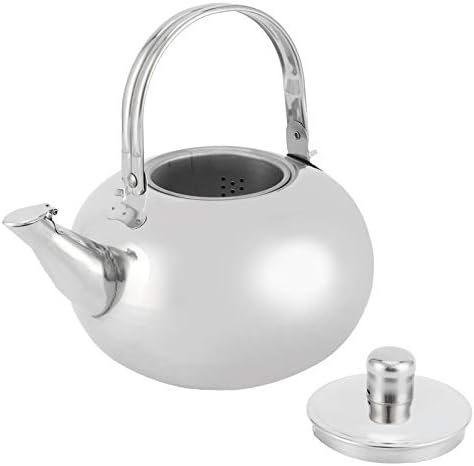 304 не'рѓосувачки челик отворено чајник со кратка вода, преносен котел за чај со вода со рачка за филтрирање на лисја