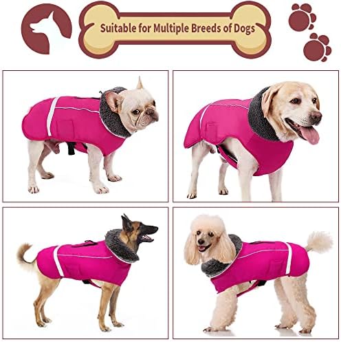 Зимски палто Доглај Дог со задебелена крзнена јака, рефлексивна топла миленичиња јакна руно, поставено водоотпорна облека за ветерници