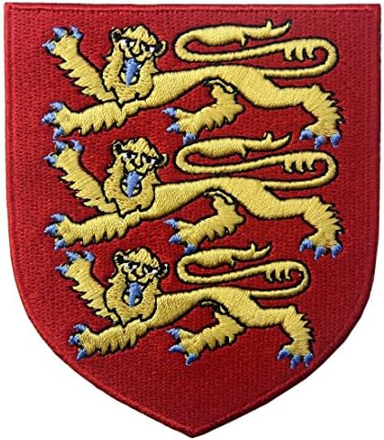 Англија Кралскиот грб со оружје Везено амблем британски лав штит железо на шиење на лепенка